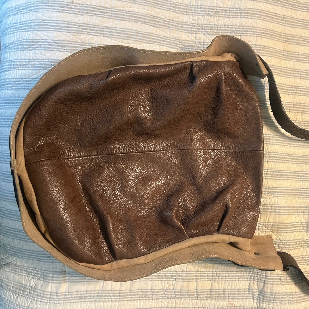 Malloni Brown & Taupe Leather Shoulder Bag